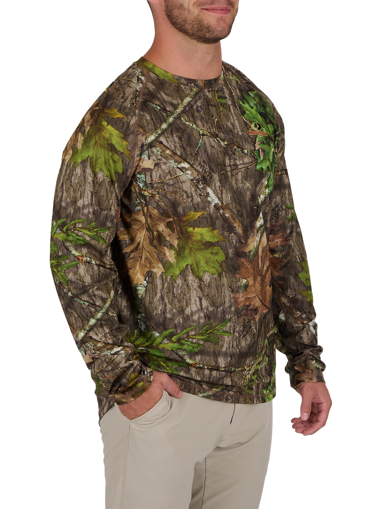 Mossy Oak Men's Long Sleeve Camo Turkey Hunting Performance Shirt, Mossy Oak Obsession, Sizes S-3XL