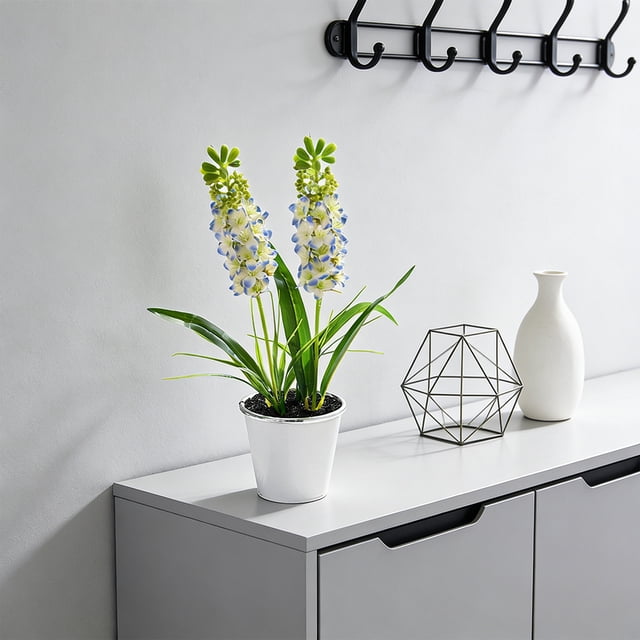 Hyacinth Bonsai Plastic Potted Plants Simulated Silk Flower Lifelike Home Decoration Suitable For Desktop Office And Wedding Centerpiece Decoration