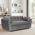 thumbnail image 2 of 65" Sofa Bed, 3-in-1 Convertible Sleeper Sofa, Modern Velvet Futon Couch with Adjustable Backrest, Fold Out Guest Bed for Small Space, Living Room, Bedroom, Apartment,Dark Gray, 2 of 10