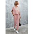 thumbnail image 2 of Mengpipi Women Casual 2 Piece Outfit Long Pant Set Sweatsuits Tracksuits Short Sleeve Tops Long Pants Outfits Loungewear, Pink-M(US 8-10), 2 of 6