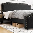 thumbnail image 6 of Litake Queen Size Bed Frame, Velvet Upholstered Platform Bed Frame and Headboard with Rivet Decor, Strong Wood Slat Support, No Box Spring Needed, Easy Assembly - Black, 6 of 6