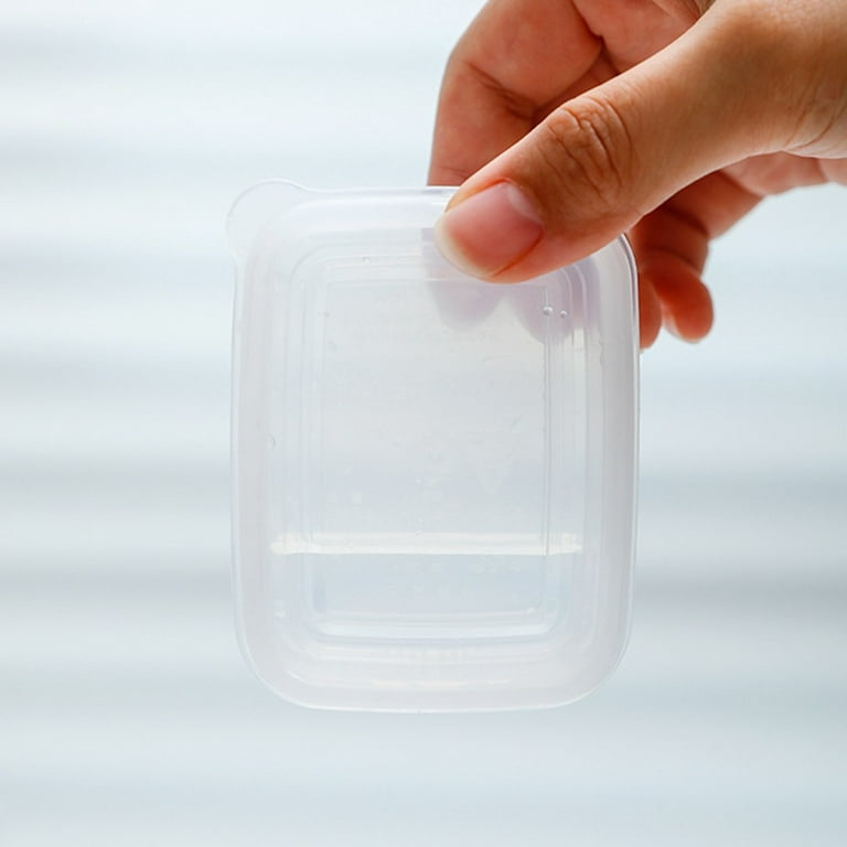 Mduoduo 4 Pcs 100 ML Small Square Deli / Soup Plastic Container Lid Juice  Reusable Storage 