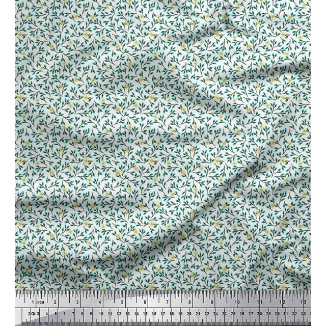 Soimoi Crepe Silk Fabric Flower Artistic Print Fabric by Yard 42 Inch Wide