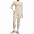 thumbnail image 2 of Uobin Womens Workout Sets 2 Piece Seamless Yoga Jacket Slim Fit Outfits Long Sleeve Zipper with Thumb Holes High Waist Leggings Lifting Gym, 2 of 9