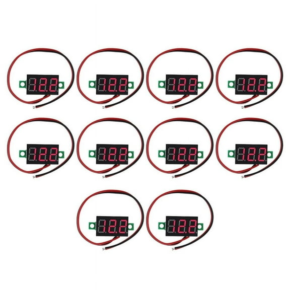 10pcs 2 Wires Mini Digital Voltmeter DC 2.5V-40V Digital Voltage Tester LED Display Panel Voltmeter,10 x Mini Digital Voltmeter,Photo Color