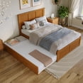 thumbnail image 4 of AFI Madison Full Wood Platform Bed with Footboard and Twin Trundle, Light Toffee, 4 of 14