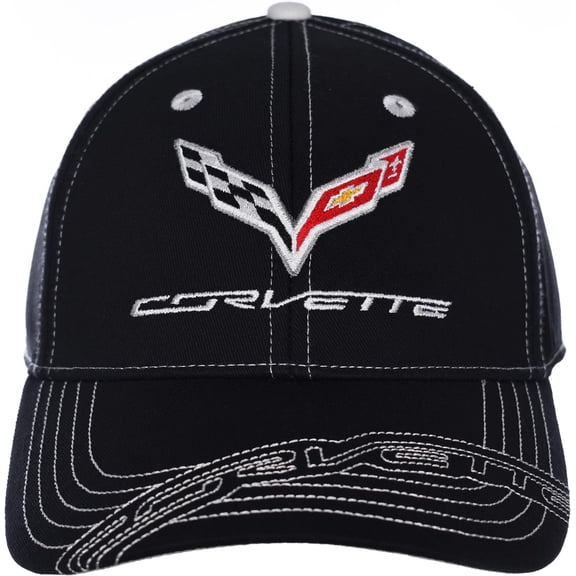 JH Design Men's Chevy Corvette C87Logo Cap Adjustable Stiched Hat