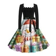 thumbnail image 3 of Vestido Informal Retro Con Cordones y Cuello Cuadrado de Manga Larga Con Estampado Navideño Para Mujer, Otoño E Invierno (1), 3 of 3