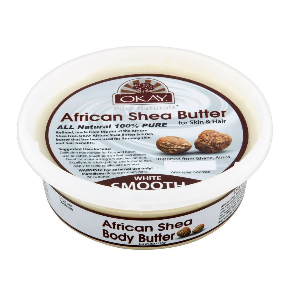 Okay Pure Naturals White Smooth African Shea Butter 8 Oz.