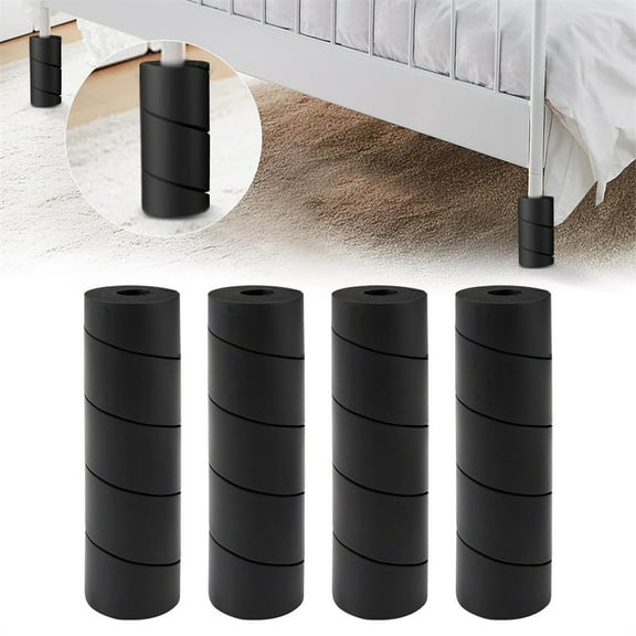Scheam Black Bed Frame Leg Covers,4 Pcs Non-Adhesive Bed Leg Pads,Furniture Leg Cushion,Reusable Toe Protectors,Easy to Cut,Rubber Corner Guards for Prevents Toe Injuries