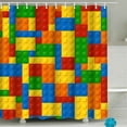 thumbnail image 2 of Funny Building Blocks Shower Curtain Set Colorful Blocks Cloth Shower Curtain Waterproof Bathroom Curtain Decor Polyester Fabric, 2 of 8