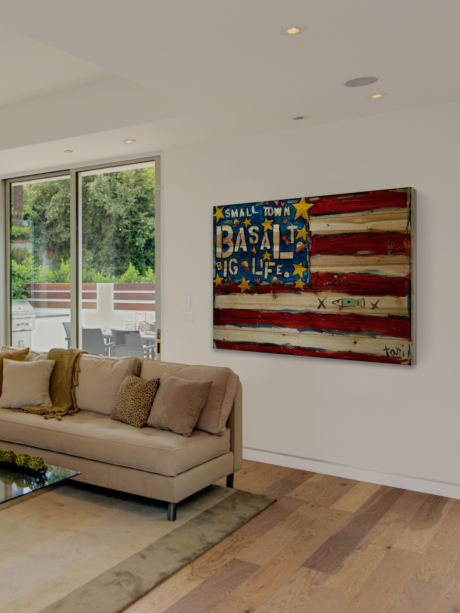 Marmont Hill "Basalt Flag" by Tori Campisi Painting Print on Natural Pine Wood