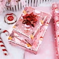 thumbnail image 6 of HOMERAL Christmas Wrapping Paper Roll - Pink Gift Wrap with Reindeer, Gift Box, Santa Claus, Candy Cane and Snowflake - Perfect for Christmas - 17 Inch X 33 Feet, 6 of 6