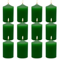 NestE - 12 Pack 2x3 Hand Poured Dripless Pillar Candles, Green Soy Candles