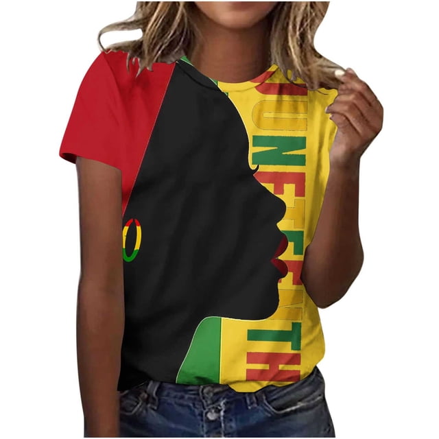 Tops de Ajuste Suelto para las Mujeres Sudadera Casual Impresa Manga Corta Cuello Redondo Superior, Poliéster