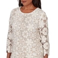 thumbnail image 4 of Alfred Dunner Womens Floral Crochet Three Quarter Sleeve Top, 4 of 4