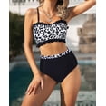 thumbnail image 1 of Bikini Bandeau Léopard Noir à Volants Taille Haute pour Femme, 1 of 5