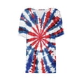 thumbnail image 4 of Vivianyo HD WoMen's 4Th Of July Tshirts Fashion Casual Independence Day Printed Blouse American Flag Elements Tie Dye Printing T-Shirt Loose Short Sleeved V-Neck Tops Button Tunic Slim Top T-Shirts, 4 of 5