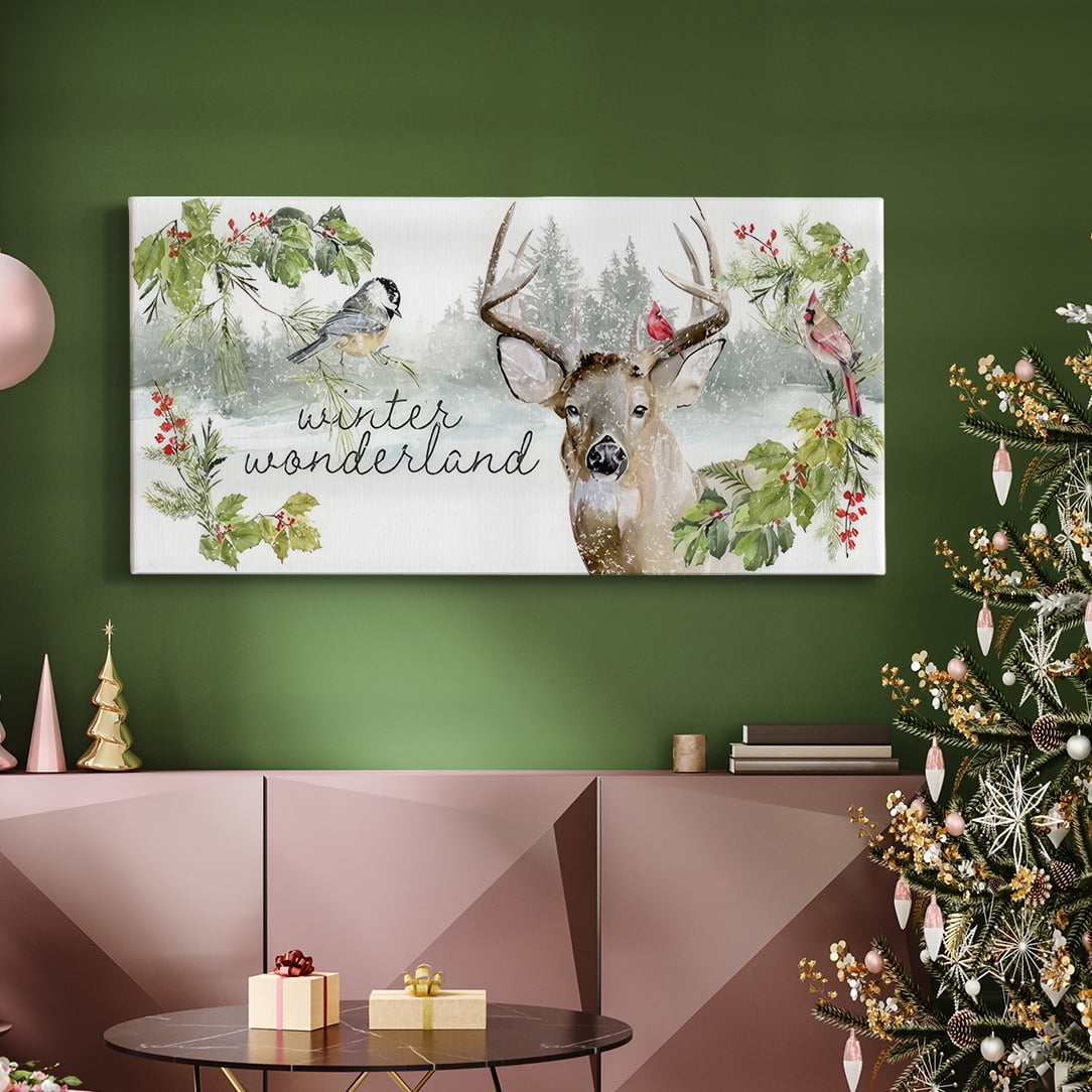 Holiday Deer Collection D- Gallery Wrapped Canvas