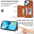 thumbnail image 3 of SaniMore for iPhone 14 Plus 6.7" PU Leather Case RFID Blocking, Back Magnetic Button Flip Wallet Cover Built-in Card Slot & Multi-Angle Kickstand Ultra-Thin Full Body Protective Shell, Brown, 3 of 6