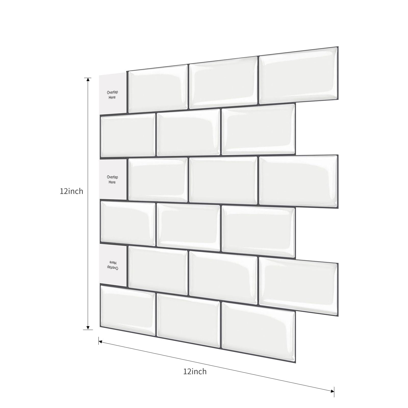 10 Pcs Marble Peel and Stick Backsplash Tiles 12"x12" Self-Adhesive Glazed Ceramic Surface Wall Tiles Waterproof Heat Resistant Stick on Tiles for Kitchen Bathroom Countertop