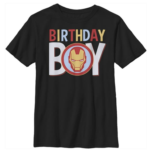 Boy's Marvel Birthday Boy Iron Man Graphic Tee Black Small