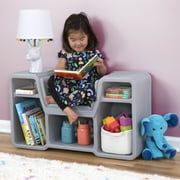 Simplay3 Cozy Cubby Reading Nook, Kids Book Shelf with Built-in Reading Seat