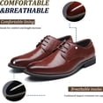 thumbnail image 2 of Men's Casual Dress Oxford Shoes Comfortable Anti-slip Classic Retro Leather Derby Loafers Wedding Business Moccasin Brown 9 US, 2 of 7