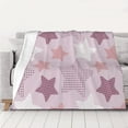 thumbnail image 5 of YFYANG Lightweight Warm Flannel Blanket, Pink Star Texture Throw Blanket for Bed, Sofa, Travel, Camping, 60"x50", 5 of 7
