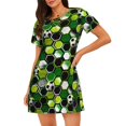 thumbnail image 4 of Salouo Soccer1 Print Short Sleeve Sleepshirt for Womens Comfy Nightgown Scoopneck Cute Nightdress Ruffle -Medium, 4 of 7