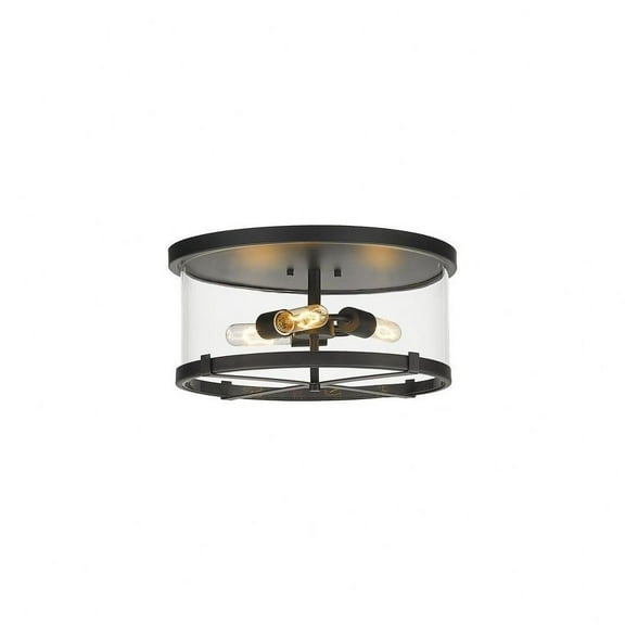 3 Light Flush Mount in Transitional Style-8 inches Tall and 16.5 inches Wide-Matte Black Finish Bailey Street Home 372-Bel-4652198