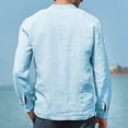 thumbnail image 4 of Dagegui Mens Long Sleeve Henley Shirts Casual Button Down Pullover Lightweight Fall T-Shirts Tops with Chest Pockets Sky Blue XL, 4 of 4