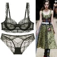 thumbnail image 5 of Conjunto de sujetadores transparentes para mujer, ropa interior de encaje con lazo sólido, Copa ABCDE, lencería femenina, 2022, 32/70, 34/75, 36/80, 38/85, 40/90, 42/95, 5 of 5