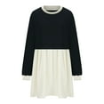 thumbnail image 5 of gakvbuo Sweatshirt Dress For Women Casual Oversized Crew Neck Long Sleeve Patchwork Pullover Tops Pleated Short Skirt Color Block Loose Fit Baggy Flowy Mini Dress, 5 of 6