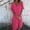 Pink, variant on ClodeEU Women's Linen Blend V Neck Short Sleeve Midi Dress,Lightweight Casual Loose Fit Summer Dress Blue,Women's Plus L