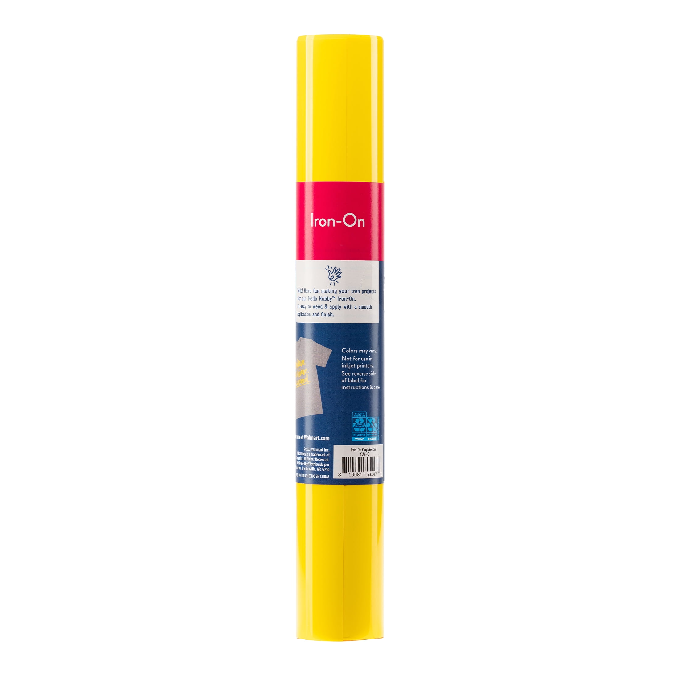 Hello Hobby 12" x 2' Yellow Iron-On Craft Vinyl Roll