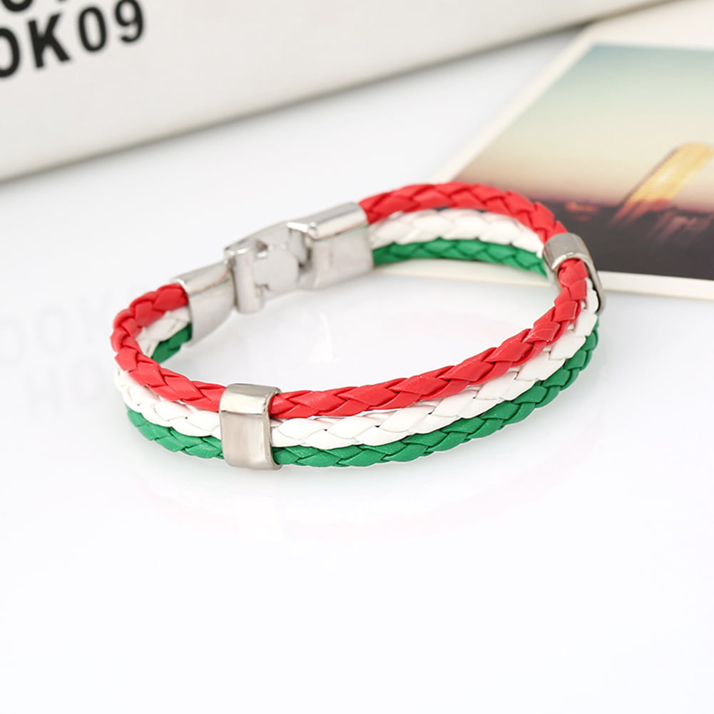 2x Jewelry Bracelet Italian Flag Bangle Leather Alloy For Mens Women  Green White Red width 14  Fruugo UK