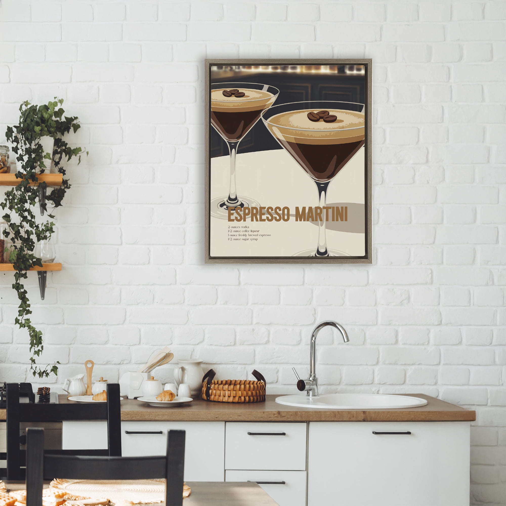Stupell Industries Sleek Modern Espresso Martini Brown Framed Floater Canvas Wall Art, design by Andreas Magnusson