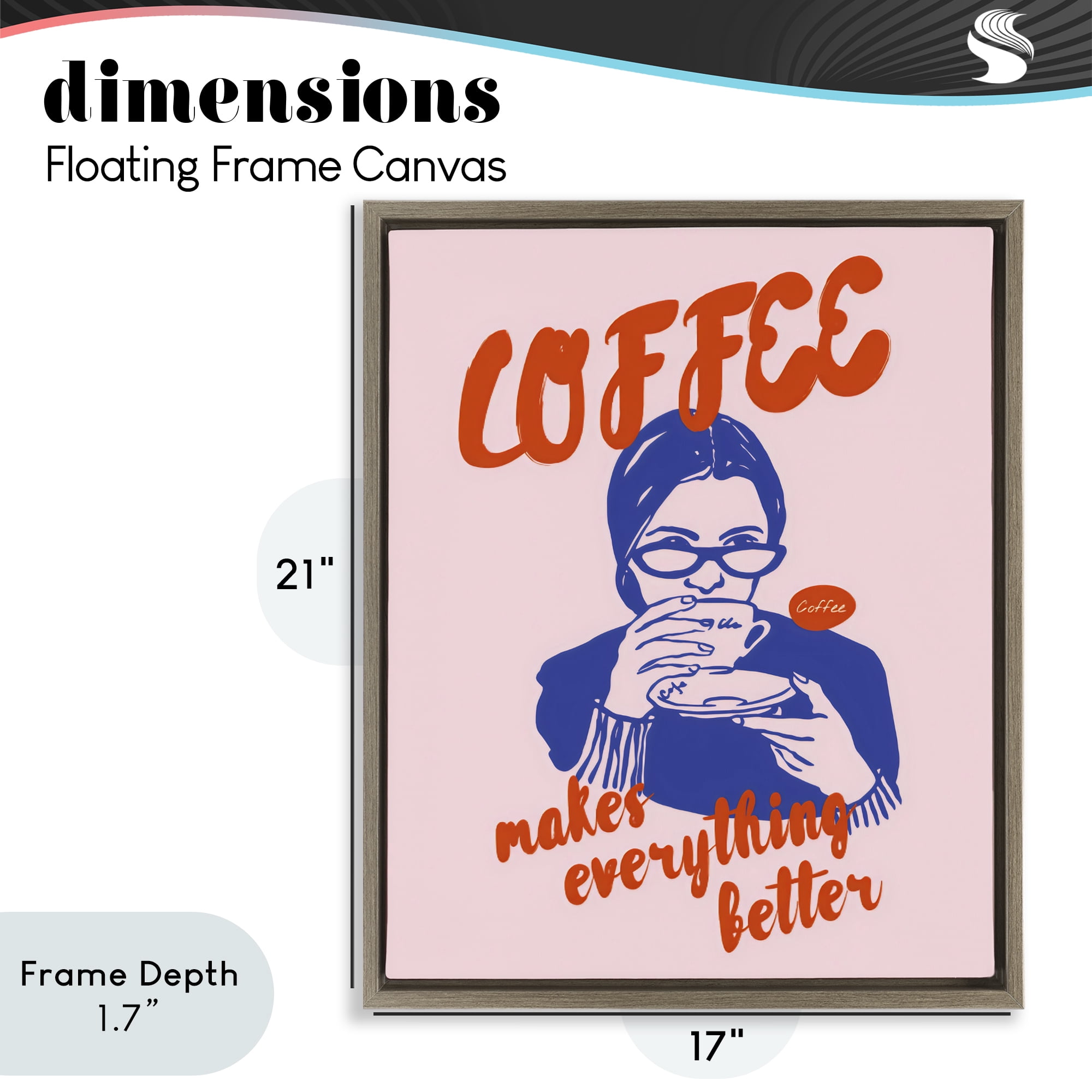 Stupell Industries Coffee Makes Everything Better Brown Framed Floater Canvas Wall Art, design by The Prints Vibe