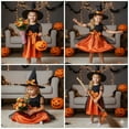 thumbnail image 4 of Jurebecia Girls Halloween Witch Costume Dress up Set with Hat Toddler Kids Fancy Witch Outfit for Party Cosplay 12,11-12 Years, 4 of 14