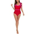 thumbnail image 6 of Lovskoo 2024 Women Swimsuit One Piece Bathing Suit Ladies Trendy Solid Color Tight Fitting Bikini Swimsuit Hot Pink, 6 of 9