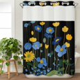 thumbnail image 3 of Blue Yellow Floral No Hook Shower Curtain Waterproof, Bathroom Curtains with Snap in Liners and See Through Top Window, Spring Summer Pastoral Plant Leaf Hotel Style Bathtub Curtains Shower 72"Wx84"L, 3 of 8