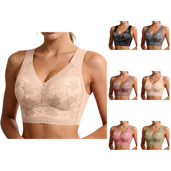Minimizer Bras for Women Lightweight Full Coverage Floral Lace Racerback Push Up Bra
