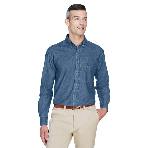 Harriton Men's Tall 6.5 Oz. Long-Sleeve Denim Shirt, Style M550T