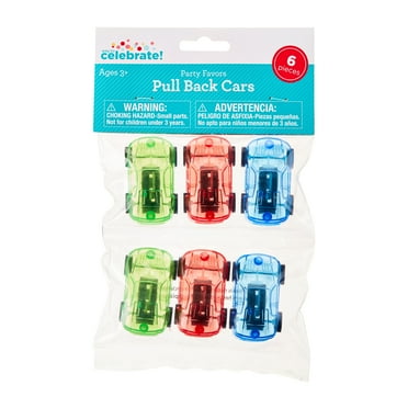 6 Count, Multicolor Pull Back Cars, Party Favors, by Way To Celebrate