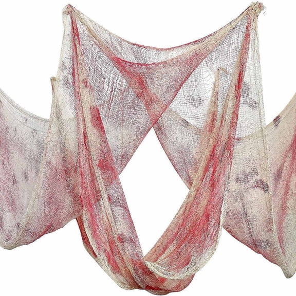 72x30 Inch Halloween Red Gauze Cloth, Halloween Creepy Gauze Cloth 72x30 Inch, Red Spooky Fabric Scary Cheesecloth for Haunted House Yard Wall, Indoor Outdoor Party Decoration