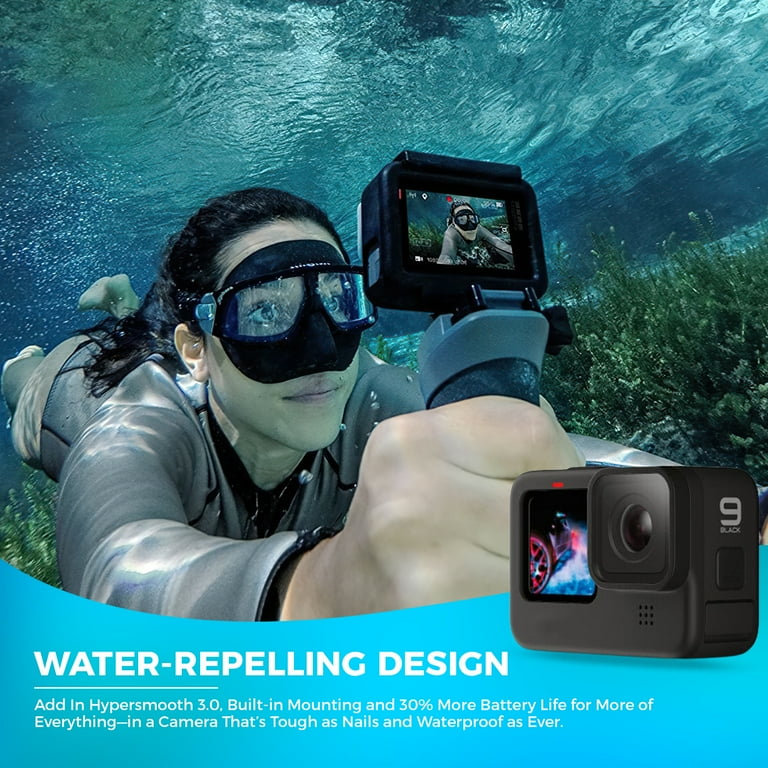  GoPro HERO9 Black - Waterproof Action Camera with Front LCD  and Touch Rear Screens, 5K HD Video, 20MP Photos, 1080p Live Streaming,  Stabilization + Sandisk 64GB Card and Extra Battery : Electronics