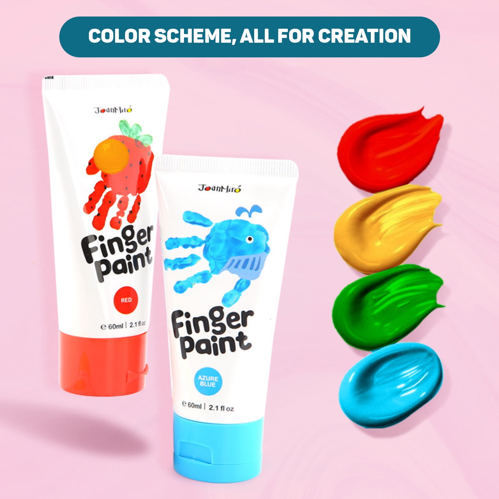 Washable Finger Paints for Toddlers, 10 Colors Large Capacity (2.1fl oz), Non Toxic Baby Paint for Hand and Feet, Safe Art Supplies, Preschool Learning Gifts for Kids Age 2+