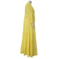 thumbnail image 4 of ClodeEU Women's V Neck Long Sleeve Linen Blend Maxi Dress with Button, Loose Fit Casual Long Dress Yellow,Womens Plus M, 4 of 8