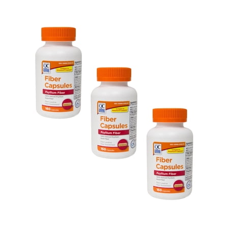 3 Pack Quality Choice Fiber Capsules 100% Natural Psyllium Husk 160 Each